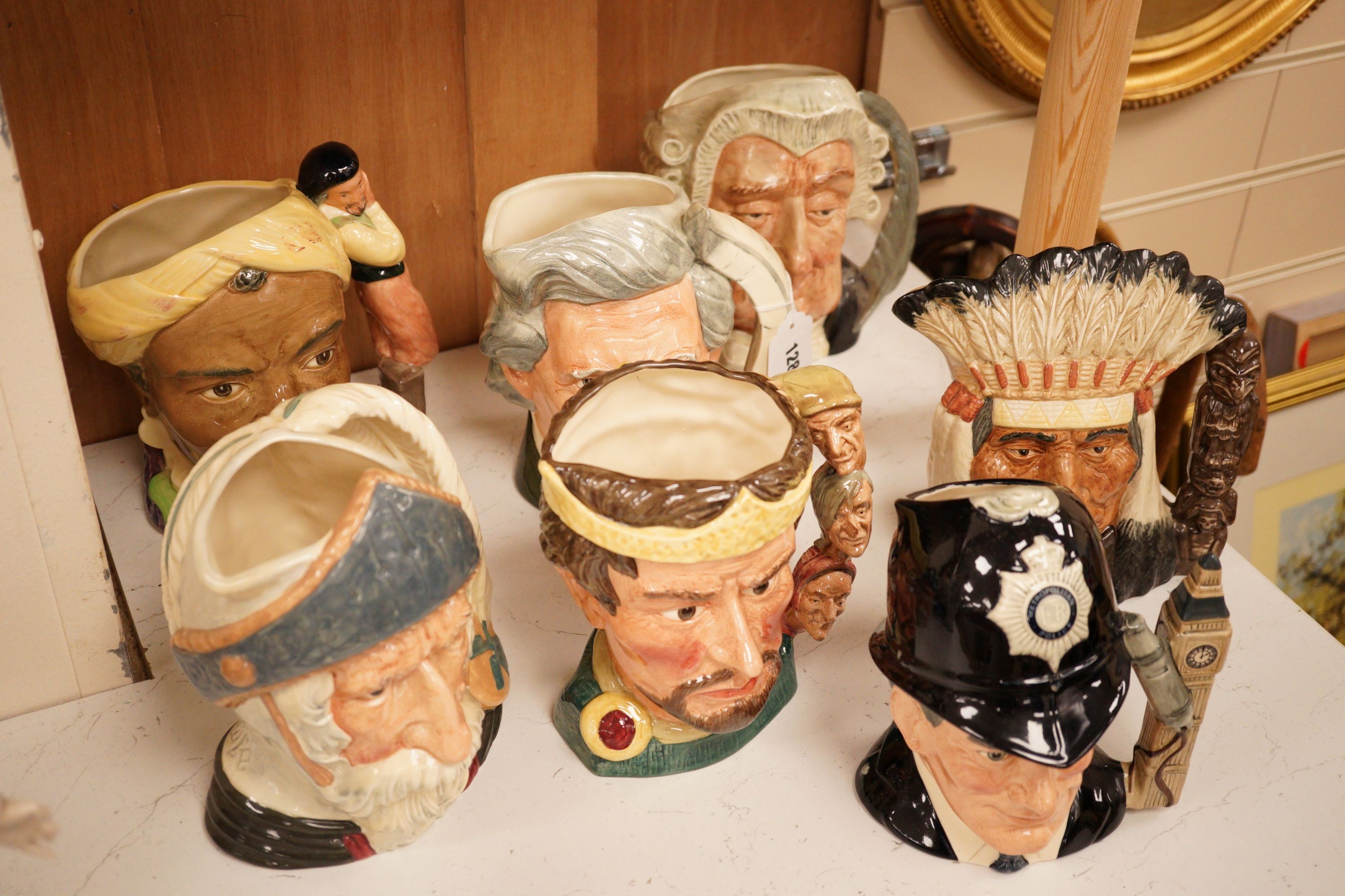 A group of seven various Doulton large character jugs